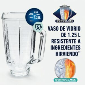 Vaso de Vidrio Cuadrado Tradicional Oster 1.25L