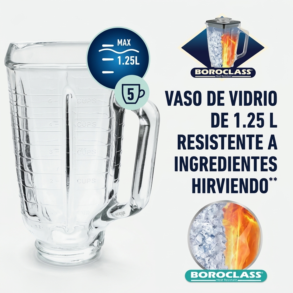 Vaso de Vidrio Cuadrado Tradicional Oster 1.25L