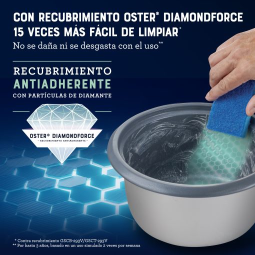 Arrocera 3 en 1 de 10 Tazas DiamondForce Oster CKSTRC10DFSKE 053 GRIS - Imagen 4