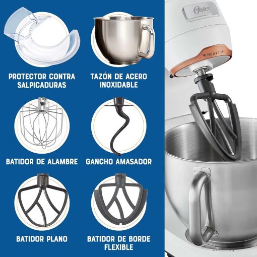 Batidora Planetaria Oster® 5.2L Heatsoft FPSTSMPL4W Blanco - Imagen 9