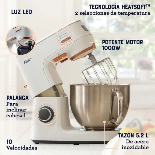 Batidora Planetaria Oster® 5.2L Heatsoft FPSTSMPL4W Blanco - Imagen 8