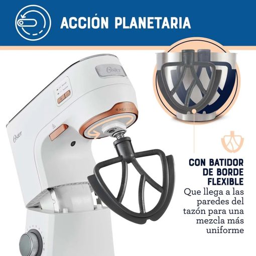 Batidora Planetaria Oster® 5.2L Heatsoft FPSTSMPL4W Blanco - Imagen 5