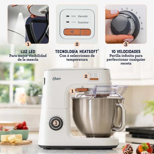 Batidora Planetaria Oster® 5.2L Heatsoft FPSTSMPL4W Blanco - Imagen 6