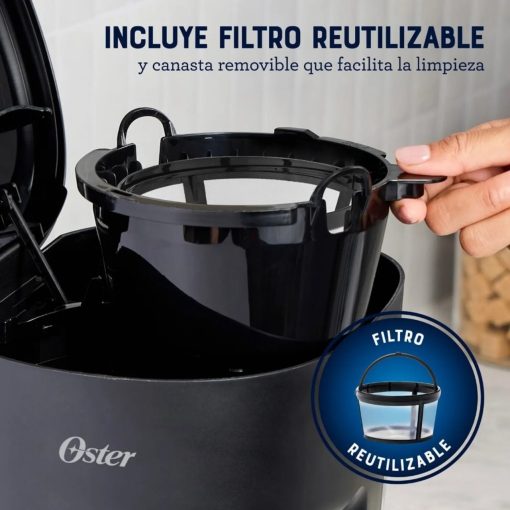 Cafetera Oster 12tz de filtro reutilizable BVSTDCS121B 053 - Imagen 2